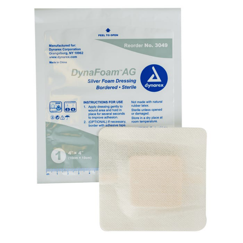 DynaFoam AG Bordered Silver Foam Dressing
